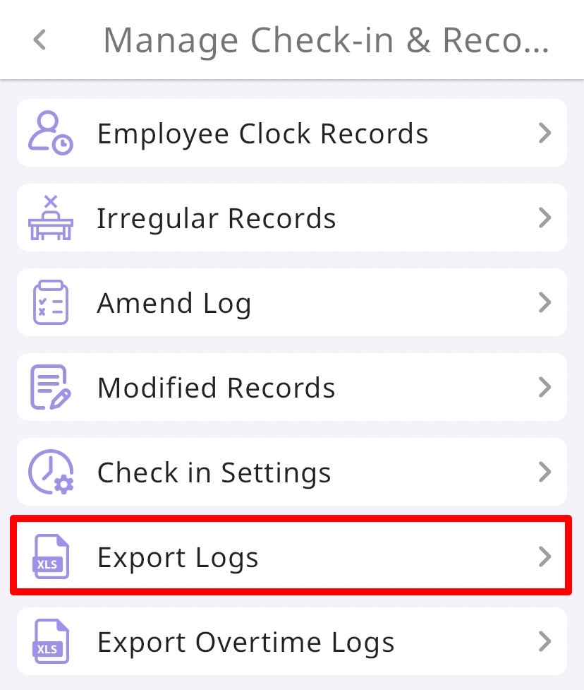 Step2: select Export Logs.